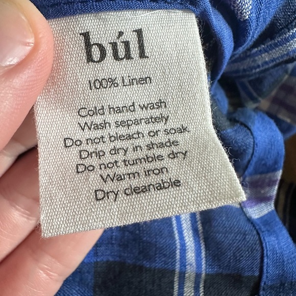 NWT bul BADA TOP BLUE/ PURPLE CHECK size AU 10 natural linen current style US 6 - Picture 8 of 10